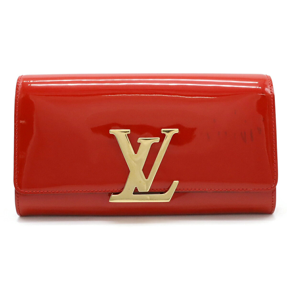 LOUIS VUITTON Monogram Vernis Pochette Louise EW NM Clutch Bag Cerise Red